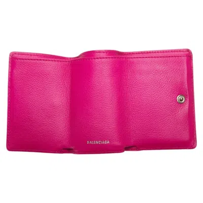 Pre-owned Balenciaga Pink Leather Wallet (tri-fold) ()