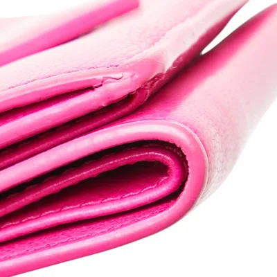 Pre-owned Balenciaga Pink Leather Wallet (tri-fold) ()