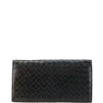 Pre-owned Bottega Veneta Black Gray Leather Wallet (bi-fold) () In Multi