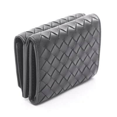 Pre-owned Bottega Veneta Black Intrecciato Wallet (tri-fold) ()
