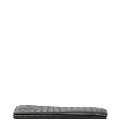 Pre-owned Bottega Veneta Black Gray Leather Wallet (bi-fold) () In Multi
