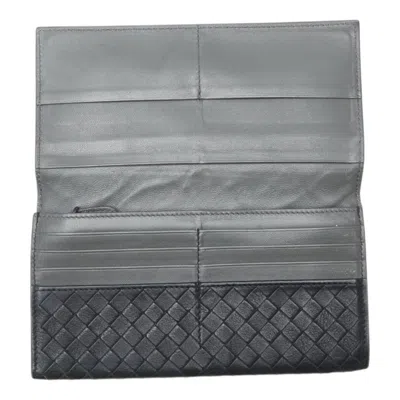 Pre-owned Bottega Veneta Black Gray Leather Wallet (bi-fold) () In Multi