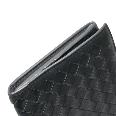 Pre-owned Bottega Veneta Black Gray Leather Wallet (bi-fold) () In Multi