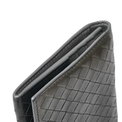 Pre-owned Bottega Veneta Black Gray Leather Wallet (bi-fold) () In Multi