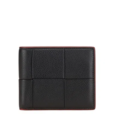Pre-owned Bottega Veneta Black Red Color Leather Wallet (bi-fold) () In Multi