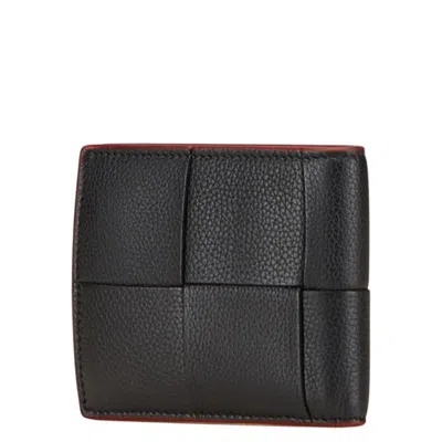Pre-owned Bottega Veneta Black Red Color Leather Wallet (bi-fold) () In Multi