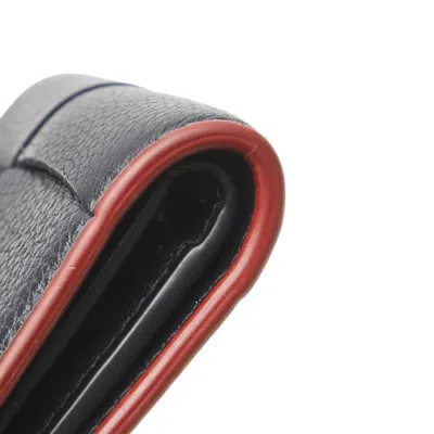 Pre-owned Bottega Veneta Black Red Color Leather Wallet (bi-fold) () In Multi