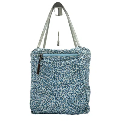 Pre-owned Bottega Veneta Blue White Nylon Shoulder Bag Tote Bag () In Multi