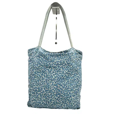 Pre-owned Bottega Veneta Blue White Nylon Shoulder Bag Tote Bag () In Multi