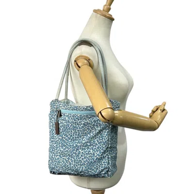 Pre-owned Bottega Veneta Blue White Nylon Shoulder Bag Tote Bag () In Multi