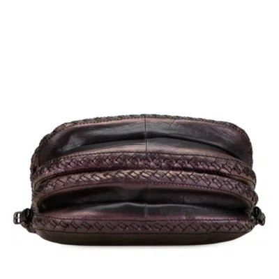 Pre-owned Bottega Veneta Intrecciato Black Gold Purple Leather Shoulder Bag ()