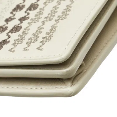 Pre-owned Bottega Veneta Intrecciato Beige Brown Leather Chain/shoulder Wallet ()