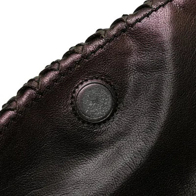 Pre-owned Bottega Veneta Intrecciato Black Gold Purple Leather Shoulder Bag ()