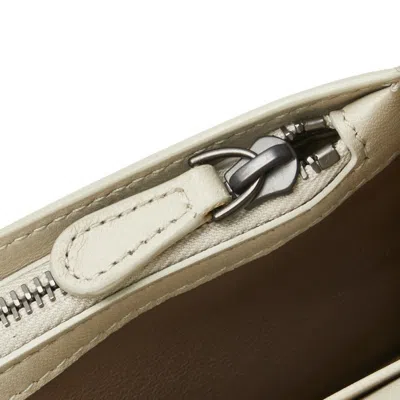 Pre-owned Bottega Veneta Intrecciato Beige Brown Leather Chain/shoulder Wallet ()