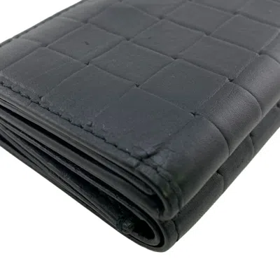 Pre-owned Bottega Veneta Intrecciato Black Intrecciato Wallet (tri-fold) ()
