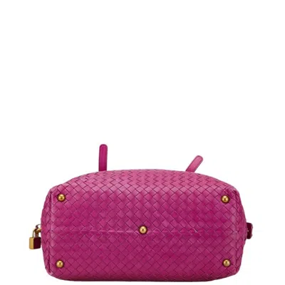 Pre-owned Bottega Veneta Intrecciato Purple Leather Boston Bag Handbag ()