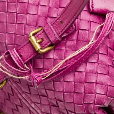 Pre-owned Bottega Veneta Intrecciato Purple Leather Boston Bag Handbag ()