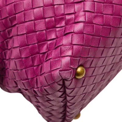 Pre-owned Bottega Veneta Intrecciato Purple Leather Boston Bag Handbag ()