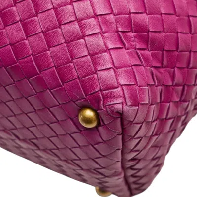 Pre-owned Bottega Veneta Intrecciato Purple Leather Boston Bag Handbag ()