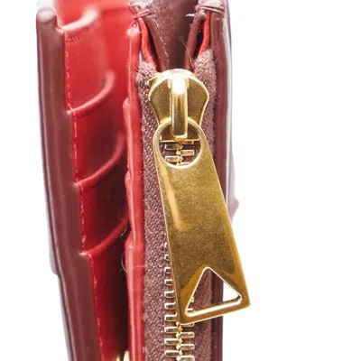 Pre-owned Bottega Veneta Red Color Wine Leather Wallet (bi-fold) ()