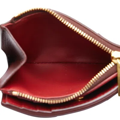 Pre-owned Bottega Veneta Red Color Wine Leather Wallet (bi-fold) ()