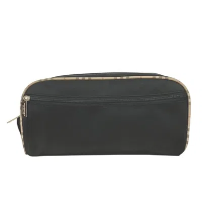 Pre-owned Burberry Black Polyester Canvas Pouch Vanity Bag ()