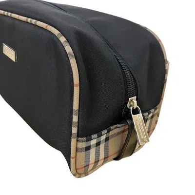 Pre-owned Burberry Black Polyester Canvas Pouch Vanity Bag ()