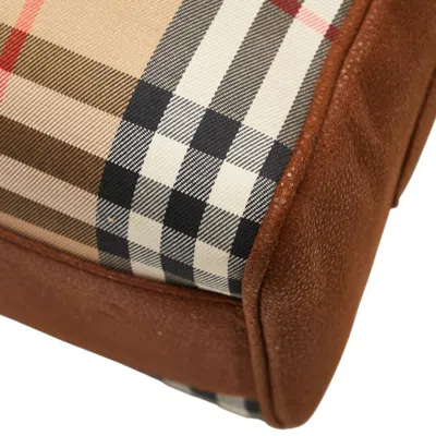 Pre-owned Burberry Brown Canvas Leather Shoulder Bag ()