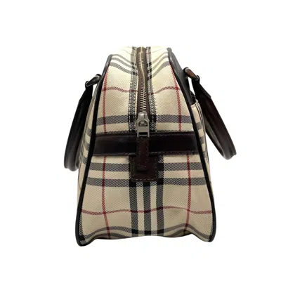 Pre-owned Burberry Beige Leather Nylon Boston Bag Handbag () In Sand