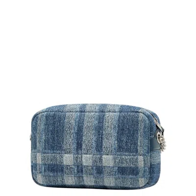 Pre-owned Burberry Blue Denim Leather Shoulder Bag ()