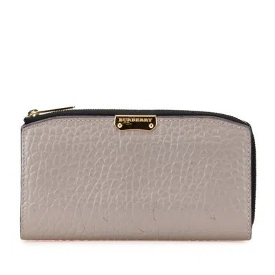Pre-owned Burberry Gray Leather Long Wallet (bi-fold) ()