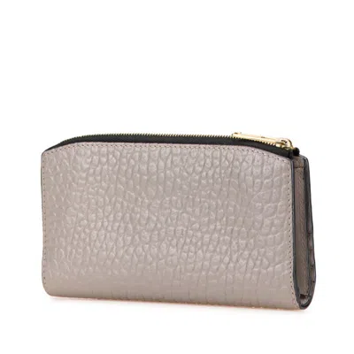 Pre-owned Burberry Gray Leather Long Wallet (bi-fold) ()