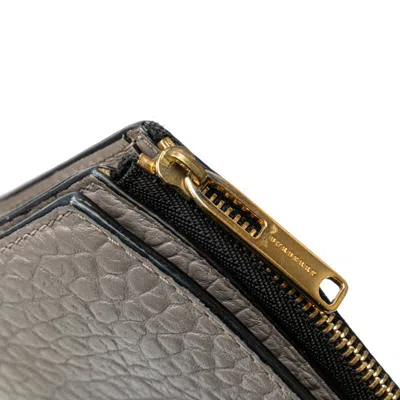 Pre-owned Burberry Gray Leather Long Wallet (bi-fold) ()