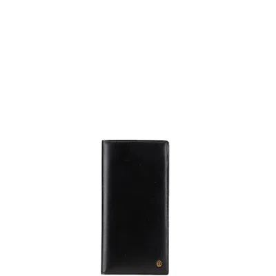 Pre-owned Cartier Black Leather Long Wallet (bi-fold) ()