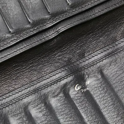 Pre-owned Cartier Black Leather Long Bill Wallet (bi-fold) ()