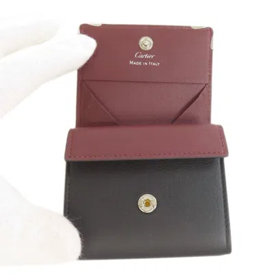 Pre-owned Cartier Black Leather Coin Purse/coin Case ()