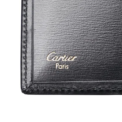 Pre-owned Cartier Black Leather Long Wallet (bi-fold) ()
