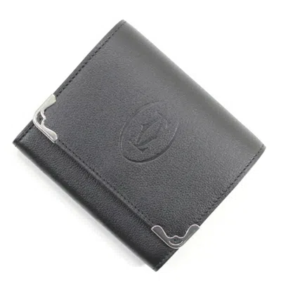 Pre-owned Cartier Black Bordeaux Leather Coin Purse/coin Case () In Multi
