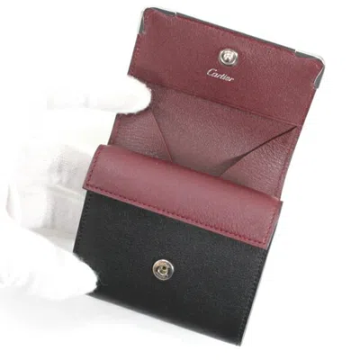 Pre-owned Cartier Black Bordeaux Leather Coin Purse/coin Case () In Multi