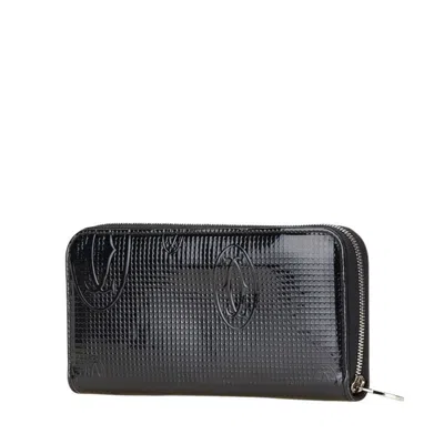 Pre-owned Cartier Black Patent Leather Long Wallet (bi-fold) ()