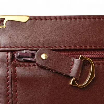Pre-owned Cartier Bordeaux Leather Clutch Bag () In Burgundy