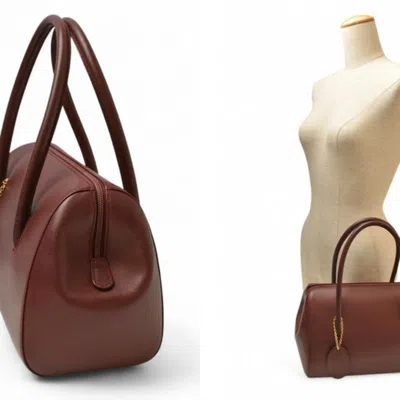 Pre-owned Cartier Bordeaux Leather Boston Bag Handbag () In Burgundy