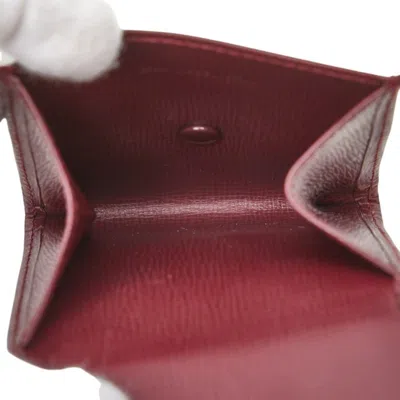 Pre-owned Cartier Bordeaux Wine Red Leather Coin Purse/coin Case () In Burgundy