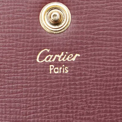 Pre-owned Cartier Bordeaux Wine Red Leather Coin Purse/coin Case () In Burgundy