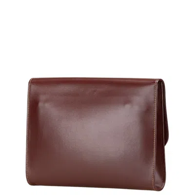 Pre-owned Cartier Must Bordeaux Wine Red Leather Clutch Bag () In Burgundy