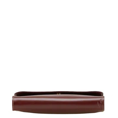 Pre-owned Cartier Must Bordeaux Wine Red Leather Clutch Bag () In Burgundy