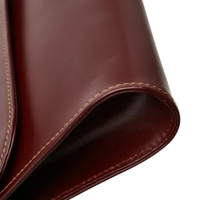 Pre-owned Cartier Must Bordeaux Wine Red Leather Clutch Bag () In Burgundy