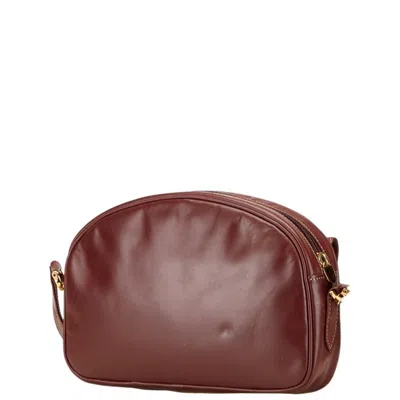 Pre-owned Cartier Must Wine Red Leather Shoulder Bag () In Burgundy
