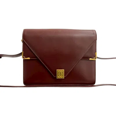 Pre-owned Cartier Wine Red Leather Pochette Shoulder Bag () In Burgundy