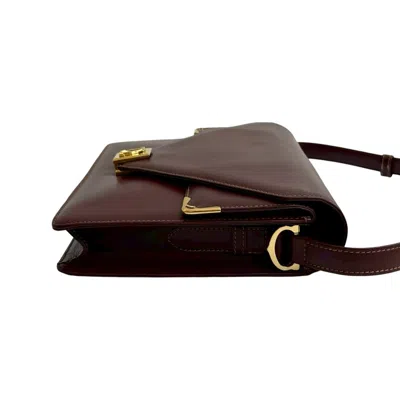Pre-owned Cartier Wine Red Leather Pochette Shoulder Bag () In Burgundy